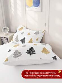 1/2 piezas Fundas de almohada impresas con motivos navideños sin relleno, fundas de almohada de tela suave, opciones de patrones de árbol de Navidad de dibujos animados, suaves y transpirables, amigables con la piel y cómodas, textil para el hogar acogedor, adecuado para ropa de cama del hogar y dormitorio escolar, funda de cojín para sofá, decoración navideña, decoración de habitación, regalo de Navidad, Oeko-Tex