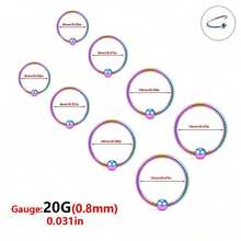 2-8 件 20G 薄型防过敏不锈钢软骨耳环固定珠环 18K 镀金适用于鼻中隔环、唇环、耳轮，男女身体穿孔饰品 - N015 - 查看 8