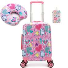 2pcs Girls Luggage Set, With Luggage Tag, 16 Inch Hard Shell Suitcase, Spinner Wheels, Girls Carry-On Travel Trolley Bag - Luggage Set 2 - View 1