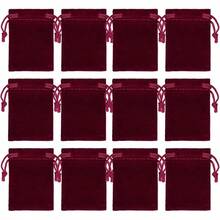 2025Nydotd 100pcs 2 X 2.8 Inch Black Velvet Cloth Jewelry Pouches Velvet Drawstring Bags Christmas Candy Gift Bag Pouch For Wedding Favors Gifts, Event Supplies Party Favors - 酒紅色 - 查看 1