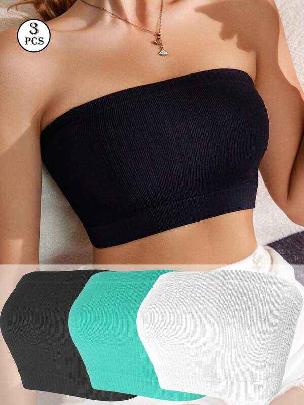 3 Stücke nahtlose Bandeau-BHs für rückenfreie Kleider, Trägertops, Camisoles