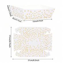 10 cái/20 cái/50 cái Khay đựng đồ ăn nhẹ bằng giấy chấm bi trắng và vàng, Thuyền đựng đồ ăn bằng giấy trắng vàng, Kẹo, Đồ ăn nhẹ, Món tráng miệng, Khoai tây chiên, Bắp rang bơ, Khay đựng, Bát, Đĩa cho Tiệc sinh nhật, Tốt nghiệp, Tiệc chia tay cuộc sống độc thân, Kỷ niệm, Đồ dùng trang trí tiệc cưới - trắng - Xem 2