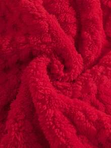 女童毛绒格纹卫衣，圣诞元素，2025新款，可爱圣诞树、驯鹿、圣诞帽装饰，红色立领长袖休闲上衣 - 紅色 - 查看 11