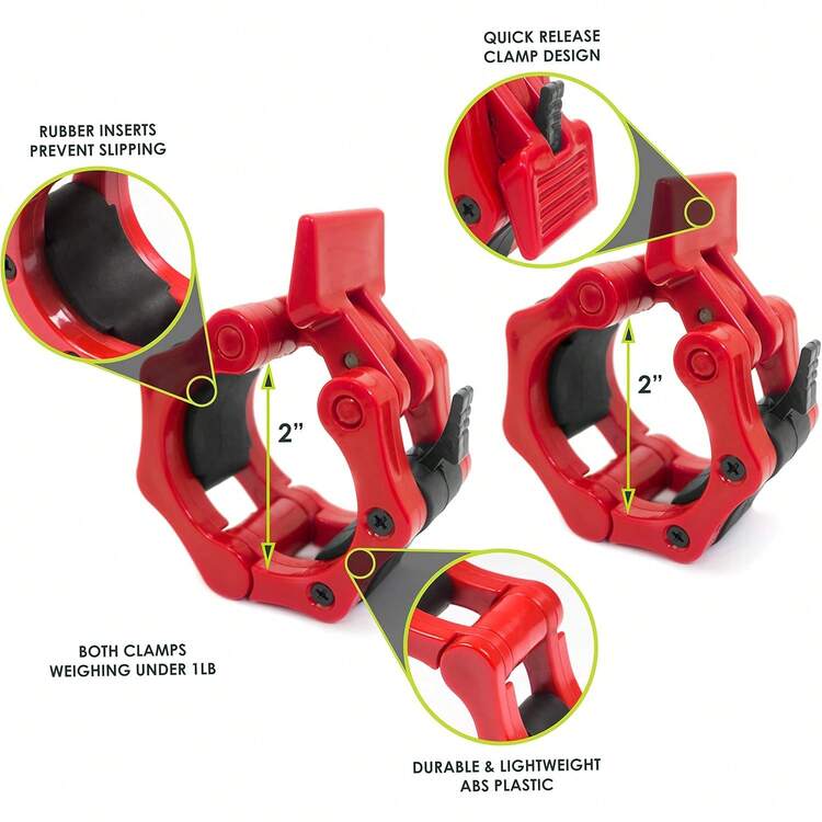 ProsourceFit - Collares de Abrazadera olímpicos de liberación rápida, par de Clips duraderos de 2 Pulgadas para Levantamiento de Pesas, Levantamiento de Potencia, Entrenamiento de Fuerza - azul - Añade 10