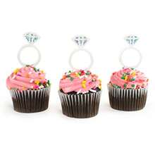 Super Z Outlet Plastic Acrylic Clear Glitter Diamond Design Engagement Ring Cupcake Toppers for Bridal Shower Wedding Table Cake Decorations Party Supply Favor Accents Arts and Crafts 24 Pack - como en la foto - Ver 3