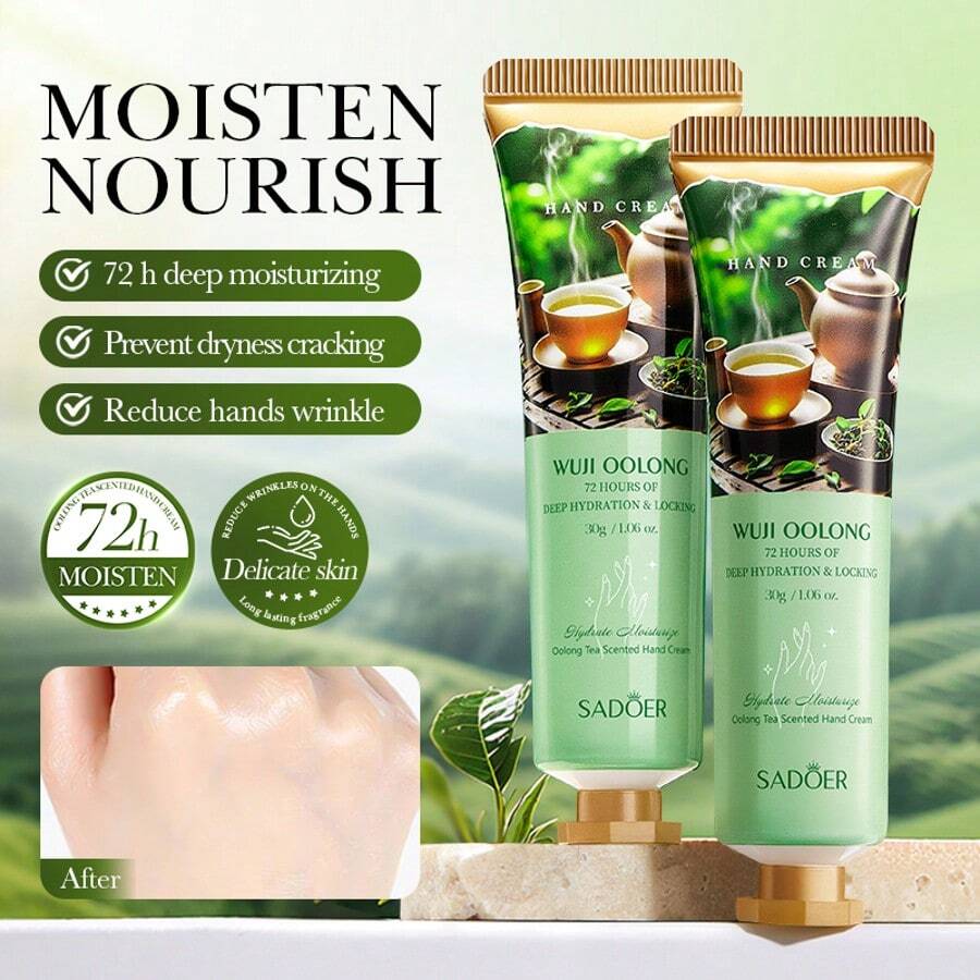 1pc Oolong Tea Scented Hand Cream, Deeply Nourishing, Moisturizes And Softens Dry, Rough Skin, Reduces Hand Wrinkles, Prevents Cracking, Leaves Skin Smooth And Supple, Effectively Locks In Moisture, Absorbs Quickly, Long-Lasting Fragrance. - Multicolor - View 1