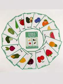 Fruit & Vegetable English Word Flash Cards, Educational Toys For Early Childhood English Learning