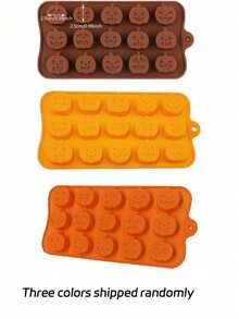 1/2 buc matriță de ciocolată de Halloween, dovleac și formă de matriță din silicon, potrivită pentru ciocolată, bomboane, cuburi de gheață, fondant, decorare tort, matriță multifuncțională 3D pentru bomboane