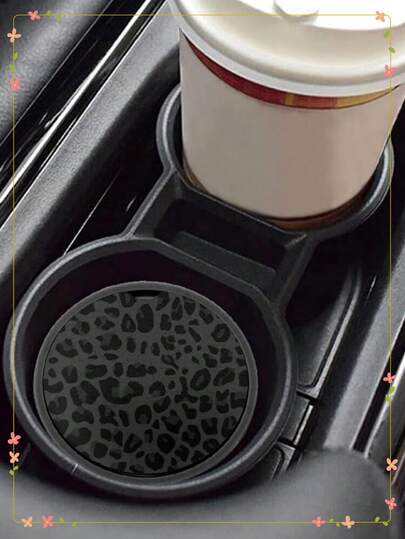 5 Sets Of Automatic Insert Coasters, Colorful Cheetah Leather Car Cup Holders And Coasters, Rubber Beverage Heat Insulation Car Coasters, Perfect Christmas And Valentine's Day Gifts