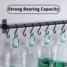 1pc 30cm/40cm/50cm Movable Hook, Simple And Stylish, Black Movable Hook For Kitchen/bathroom/pan Lid Holder, Equipped With No Nail Glue, Easy To Install, Suitable For Tools Hook, Key Hook, Jewelry Hook And So On.