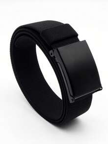 1pc Men's Solid Color Metal Press Fastener Belt With Elastic Stretchy Strap, Suitable For Daily Casuals And Training Summer, School Casual, Business, Boyfriend Husband Father Dad Men Gift, Daily Wear, Fashion, Teen, Outdoor, Vacation, Athletic, Travel, Street, Boho, Vintage Fall, Autumn, Halloween Autumn-Winter Accessories, Suitable For Teens, Youth, Men, Casual, Outdoor, Athletic, Vacation, Graduation Gifts, Birthday, Daily Wear - Black - View 10