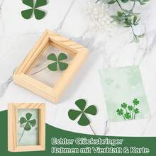  Kleine Glücksbringer - Holzrahmen  Echtem Vierblättrigem Kblatt - Hochwertige Handarbeit - Glücksbringer für Prüfung, Mutmacher, Gute Bserung & Dankchön