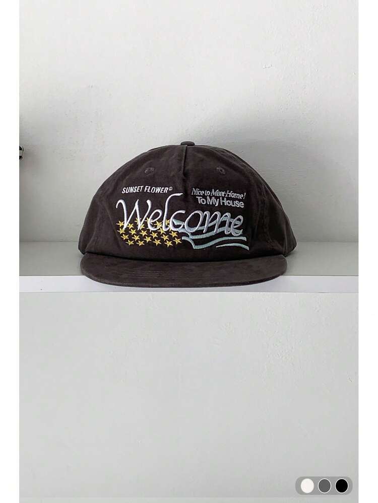 Boné Aba Reta Unissex, Boné Snapback com Bordado de Letra em Bloco de Cor Exclusivo, Boné de Beisebol Casual Streetwear, Boné de Hip Hop com Aba Ajustável - Multicolorido - Visão 5