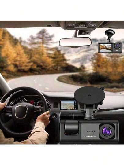 1pc,Dash Cam Front Inside,2 Channels Dash Camera Cars, 1080P FHD DVR Car Dashboard Loop Recording,2 Inch Display,Not Included SD Card Battery Capacity 150mAh view 5