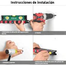 Porta Cañas de Pescar, Soporte para Caña de Pescar de Pared, Estante de Almacenamiento para Caña de Pescar, Estante para Caña de Pescar Montado en La pared, con Capacidad de 6 Cañas, Horizontal,Azul - Rojo - Ver 4