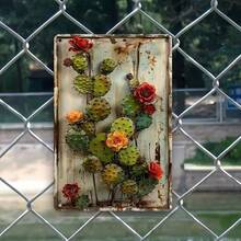1PC Cactus With Red And Yellow Flowers Tin Sign, Vintage Floral Wall Art, 2D Flat Design, Rustic Home Decor, Retro Decor, Ideal For Living Room, Office & Nature-Inspired Spaces, 8x12 Inches / 20x30 Cm - Multifärgad - Visa 5