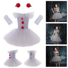 NetHong Pennywise Halloween Costume Girls Creepy Carnival Fancy Kids Dress Up