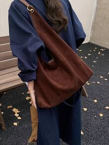 New Women's Large-Capacity Fashion Retro Velvet Bucket Bag, And Unique Design Tote Bag, Suitable For Shopping, Commuting And Work