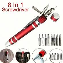 8 In 1 Pen-Shaped Screwdriver Set, Aluminum Alloy And Flat Head Manual Screwdriver, Portable. - Black - View 3