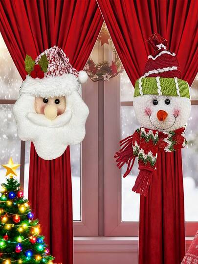 1/2pçs Amarração de cortina de Natal, Dispositivo de fixação de cortina de Papai Noel, Tiras de cortina de boneco de neve de Natal, Corda de cortina de Natal, Decoração de casa, Fivela de cortina, Decorações de Natal para casa, Cortinas festivas, Detalhes sazonais para casa, Decoração tradicional, Decorador de casa.