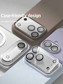 1片钢化玻璃摄像头镜头保护膜，兼容 17 Pro Max/17 Pro/17/17 Air/16 Pro Max/16/15/14/13/12/11 - 防刮花、防指纹、易于安装、全镜头覆盖、兼容手机壳 - 無色 - 查看 5