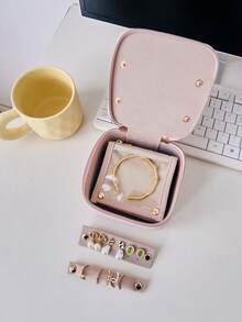 Caja de almacenamiento de joyas multifuncional portátil con bolsa de transporte, caja de joyas de piel sintética para anillos, collares, aretes, pulseras, accesorios para el cabello, gran regalo para novias, amigas, niñas en vacaciones o cumpleaños