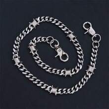 Dây xích Thorn Chain Punk bằng thép titan kiểu Cuban Link, phụ kiện đeo eo cho nam giới, thích hợp cho các hoạt động ngoài trời, kỳ nghỉ, du lịch, làm phụ kiện trang phục và làm quà tặng. - Bạc - Xem 1