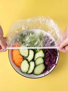 100/200 buc Pungi pentru conservarea alimentelor, Folie alimentară transparentă, Husă anti-praf pentru alimente, Pungi elastice reutilizabile pentru conservarea alimentelor și fructelor