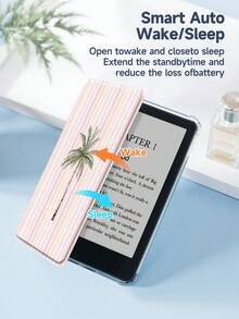 条纹棕榈树图案保护套，兼容 10.2 英寸（2021/2020 款，第九/八代）、Galaxy Tab A8 10.5 英寸（2022 款）、MatePad 10.4/Tab，带笔槽，支持自动休眠/唤醒功能，时尚保护套 - 彩色 - 查看 9