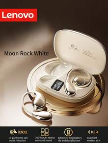 Lenovo Tai nghe không dây dạng mở mới năm 2025, Chống ồn cuộc gọi thông minh, Thời lượng pin dài, Màn hình hiển thị nguồn kỹ thuật số, Vừa vặn thoải mái khi chơi thể thao ngoài trời - đá mặt trăng màu trắng - Xem 13