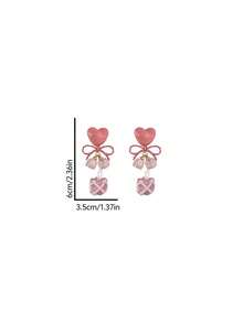 1 对时尚独特的粉色花朵耳坠，适合女性在任何场合佩戴