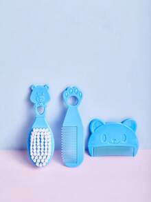 3pcs/Set Bear Shaped Baby Hair Brush Set, Newborn Infant Scalp Massage Comb Brush - Multicolor - View 14