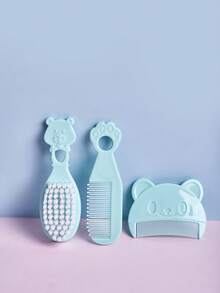 3pcs/Set Bear Shaped Baby Hair Brush Set, Newborn Infant Scalp Massage Comb Brush - Multicolor - View 9