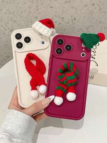 圣诞节最新创意手机壳 | DIY配件 - 柔软保暖的帽子围巾 | 兼容苹果17 Air/17 Pro Max、S25 Ultra/S25 FE、红米Note 13 | 镜头全覆盖保护 | 防震防摔，适用于苹果13/16、A56 5G、苹果13 Mini、苹果17手机壳、Xiu's Friends、OPPO Reno 14f 5G、A57、S26 Ultra、S26 - 白色 - 查看 5