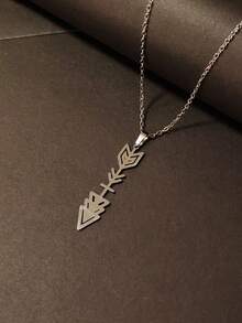 1pc Fashionable Stainless Steel Arrow Pendant Necklace, Arrow Symbol Pendant Necklace, Gift For Friends & Lovers, Suitable For Daily Wear