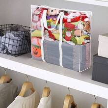 Bolsa de almacenamiento transparente para regalo, organizador de ropa, con cierre, decoracin de Navidad, bolsa de vinilo para debajo de la cama, ropa de cama, almohada de lino, bolsa de tela, asas reforzadas blanco, 3 - blanco - Ver 6