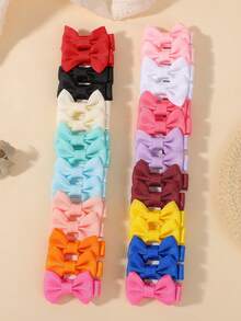 bilicaca 30pcs/Pack Candy Color Bowknot Fully Covered Hair Clips, Random Colors, Kids Hair Accessories - Multicolor - View 8
