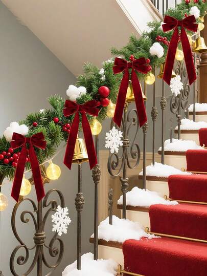 1/8 piezas Lazo de terciopelo para árbol de Navidad, corona de Navidad. Decoraciones adecuadas para envolver regalos y proyectos DIY, decoraciones para el árbol de Navidad, decoraciones para el hogar en Navidad, regalos de Navidad, lazos de cinta navideña