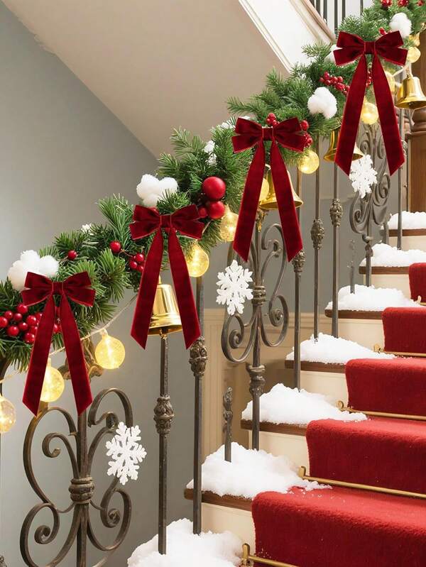 1/8pcs Velvet Christmas Tree Bow Christmas Wreath, Decorations Suitable For Gift Wrapping And DIY Projects, Christmas Tree Decorations, Christmas Home Decorations, Christmas Decorations, Christmas Gifts, Holiday Ribbon Bows