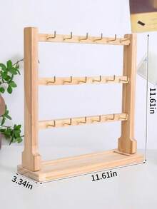 Wooden Earring Display Stand Jewelry Display Rack Jewelry Shelf Tabletop Jewelry Organizer Earring Holder For Earings Rings - Màu gỗ - Xem 3