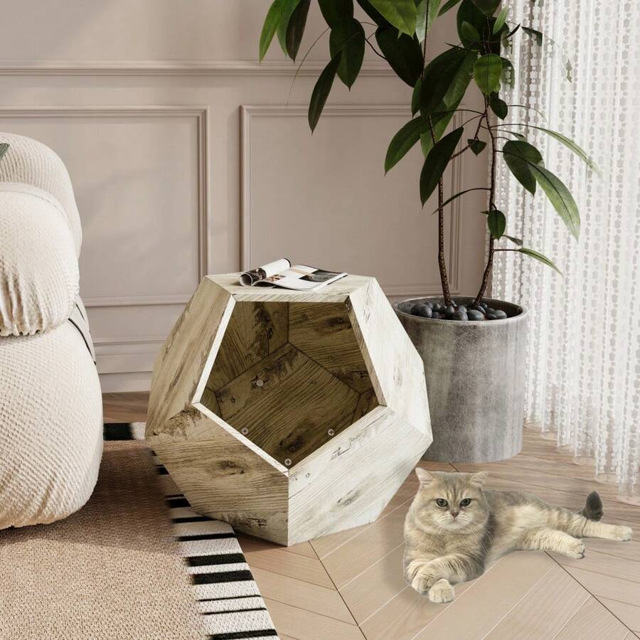66CM Modern Pet Furniture Cat Carrier , Sofa Side Table, Planter MDF Multifunctional Furniture, Colored Flower Oak - Beige - Übersicht 1