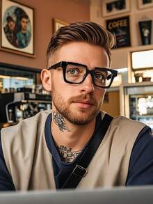 1/2pcs Plastic Black Geometric Full Frame New Personalized Modern Simple Style Men Clear Glasses For Daily Life Musical Festival Street-Photography Back-To-School Essentials Weekend Outfit Appointment Outfits Fashion Accessories Suitable For All Face Shapes