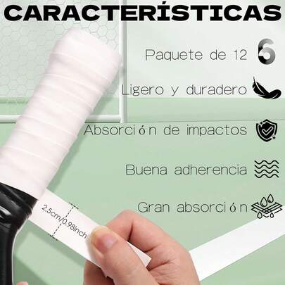 Camewin Overgrip para Tenis y Padel, 12 Piezas, Absorbente de Sudor y Antideslizante, Compatible con Raquetas de Cricket y Deportes con Raqueta