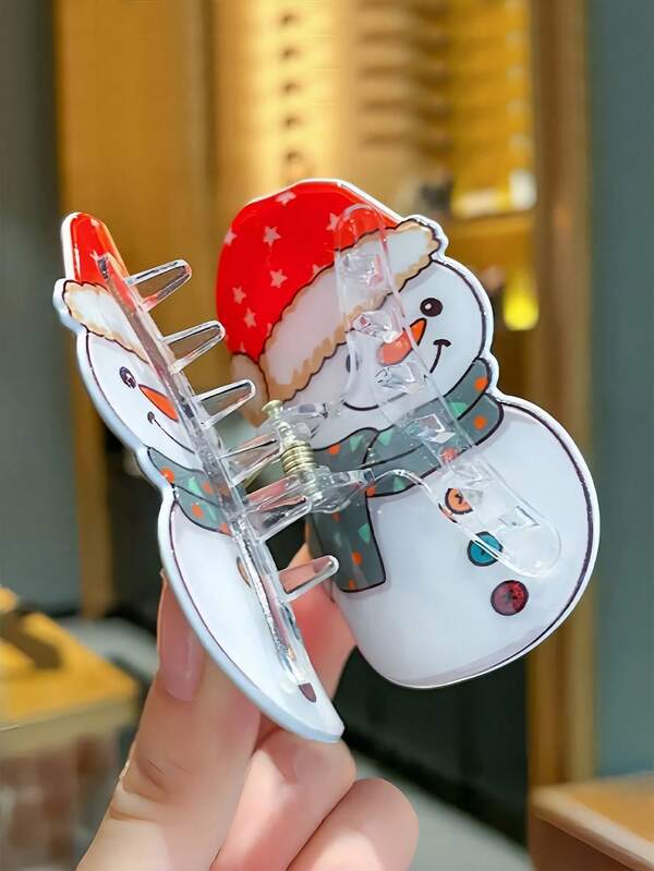 4 piezas/2 piezas/1 pieza Clip de pelo con diseño de muñeco de nieve navideño, accesorio de pelo dulce, clip de pelo con forma de muñeco de nieve de invierno adecuado para mujeres, clip de pelo antideslizante, clip de pelo navideño, clip de pelo de fijación fuerte, accesorio de pelo navideño. Accesorios de pelo lindos como regalos de Navidad. Pinzas de pelo de gran tamaño, accesorios de pelo navideños, pinzas de pelo con diseño de muñeco de nieve navideño, adecuadas para diferentes tipos de cabello. Clip decorativo de pelo navideño para damas, regalos, viajes, regalos para mujeres, artículos para el cabello, rellenos de calcetines