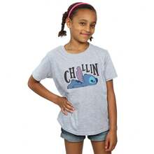 NASA Girls Lilo And Stitch Chillin Cotton T-Shirt (Sports Grey) - 100% Ringspun Cotton - 153gsm - (BI13895) - Xám - Xem 1