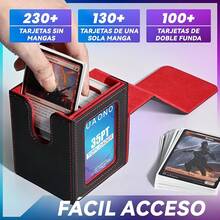 MTG Deck Box,Caja de Almacenamiento para Tarjetas Coleccionables con Capacidad Para Tcg con 2 Divisores - Negro/Rojo - Ver 3