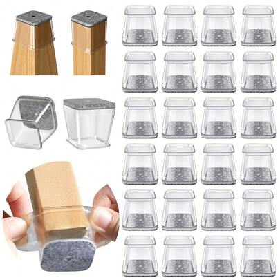 Protetores de piso para pés de cadeiras, 24 unidades, em silicone. Adequados para pisos de madeira e cerâmica. As capas antiderrapantes para pés de cadeiras possuem um design transparente e combinam funções de redução de ruído e resistência a arranhões.
