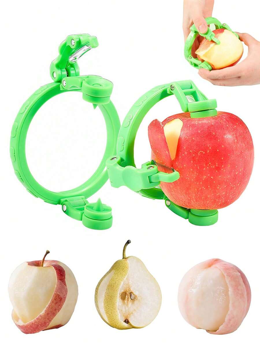 1个/2个手动旋转苹果削皮器，多功能塑料水果削皮器，迷你可调节水果削皮器，快速削皮工具，适用于大多数圆形水果和蔬菜，如苹果、梨、桃子、土豆等。