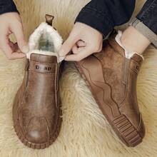 بوت ثلج رجالية، بوت مبطنة حرارية مقاومة للبرودة، بوت رياضية دافئة للتنزه في الهواء الطلق، بوت رياضية سوداء متعددة الاستخدامات