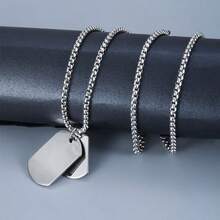 1 pieza Collar con colgante de placa de identificación de moda para madre e hijo, joyería con cadena de cuentas, accesorio versátil de ropa urbana